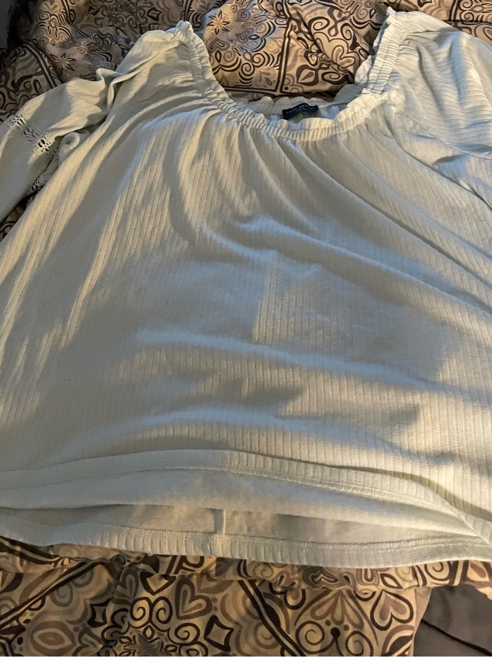 White Women's Off-Shoulder Ribbed Top
